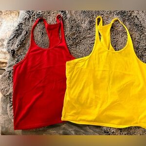 Red and Yellow Mens Stringer Tank Tops